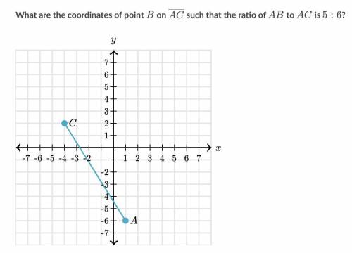 Please help ! What are the coordinates of point B on the line AC such that ratio of AB to AC is 5:6