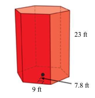 The walls of a farm silo form a hexagonal prism as shown. What is the volume of the​ silo?

The vo
