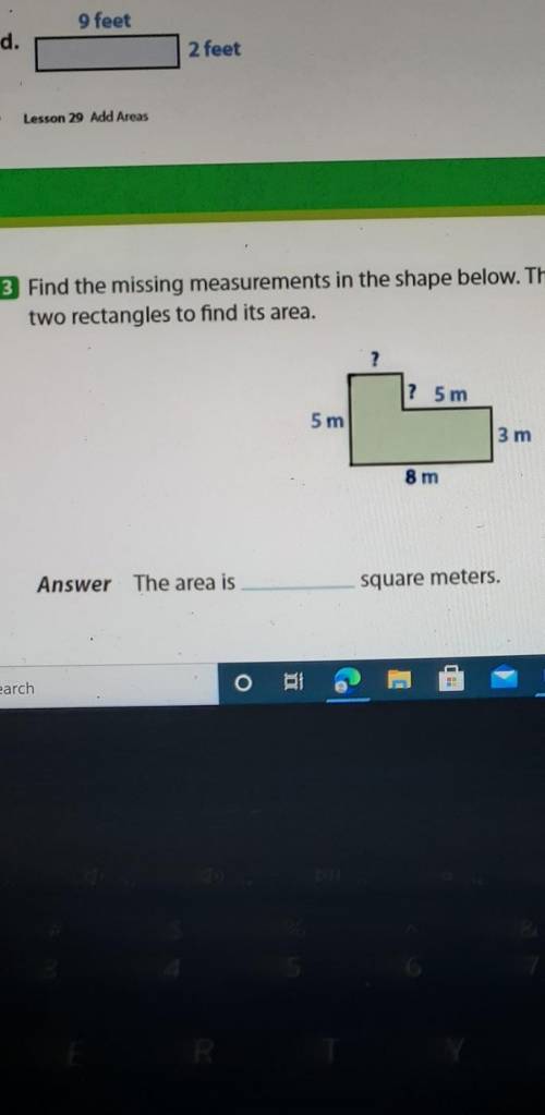 Find the missing measurements in the shape ​