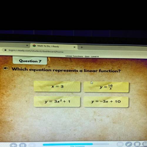 Which equation represents a linear function