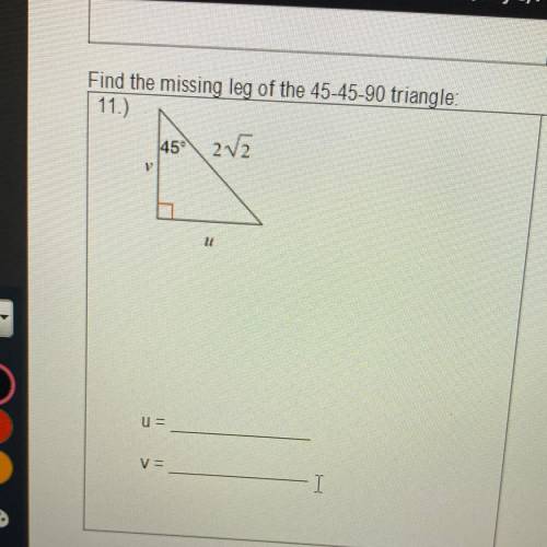 Find the missing leg of the 45-45-90 triangle