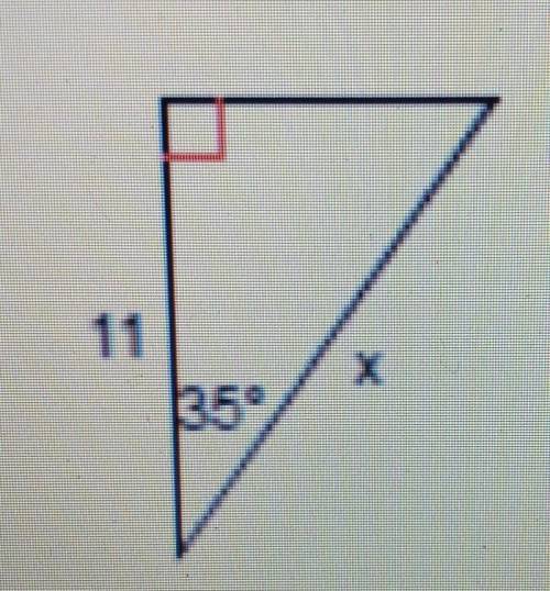 Solve for x by finding the missing side of the triangle. Round your answer to the nearest tenth ​
