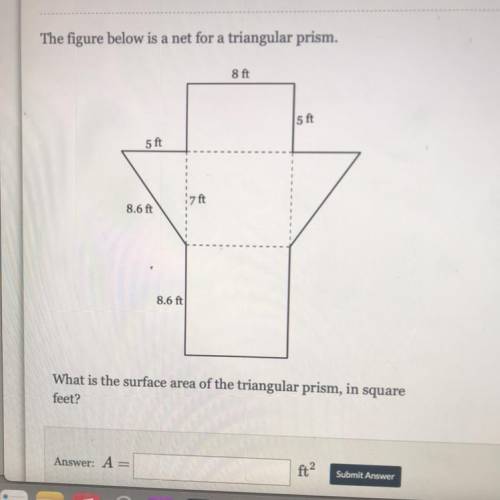 The figure below is a net for a triangular prism.