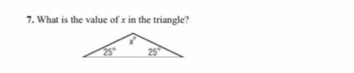 HELPPPPPPPPPP
What is the value of x in the triangle?