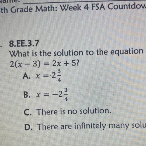 2(x - 3) = 2x + 5? Need Help Now