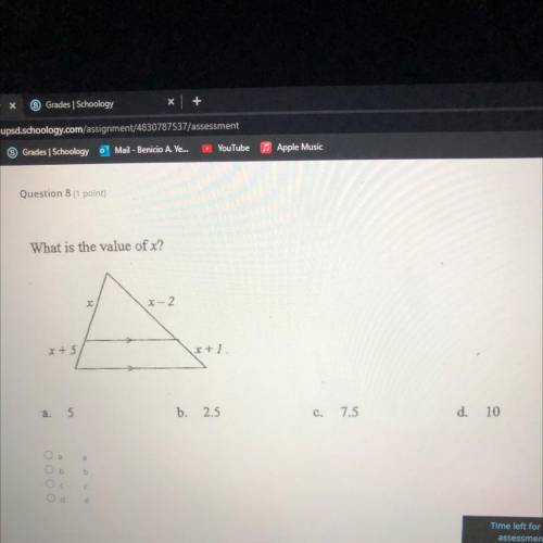 What is the value of x? I need help asap