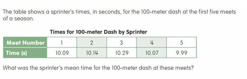 the table shows a sprinter's times in seconds for the 100 meter dash at the first meets of a season
