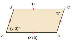 Find the value of each variable in the parallelogram.

What is the equation to solve for x: ___ =