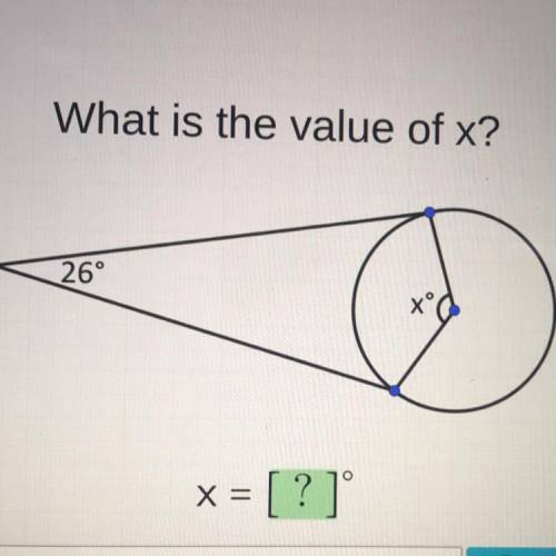 What is the value of x?
26°
x =
= [?]