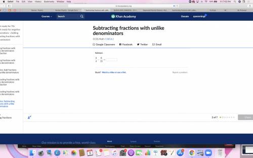 Subtracting fractions with unlike denominators