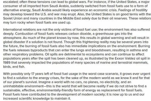 Do you agree with the author’s opinion about fossil fuels? Your answer should be 1 to 2 sentences.