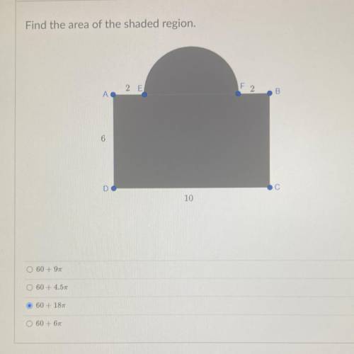 Find the area of the shaded region.