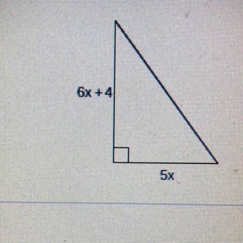 What is the length of the hypotenuse of the triangle when x=7?