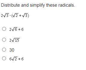 Distribute and simplify these radicals.