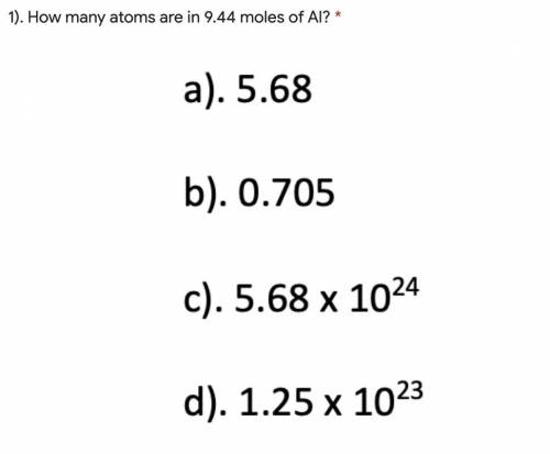 How many atoms are in 9.44 moles of Al?