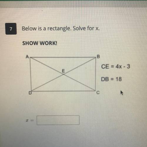 Solve for x, show work!