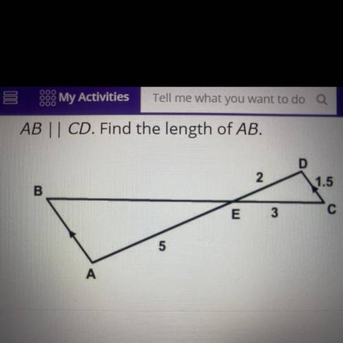 AB || CD. Find the length of AB
A. 3.75
B. 7.5
C. 6
D. 7