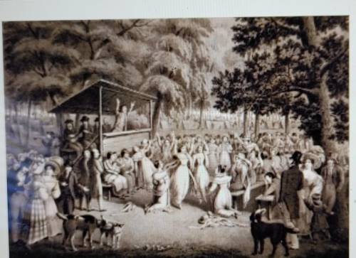 11. What is this drawing of a camp meeting most likely illustrating? (1 point

A.the lack of refor