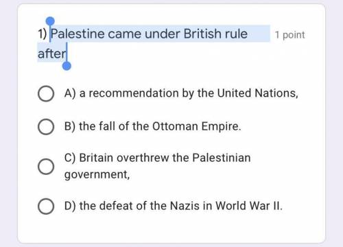 Palestine came under British rule after what?