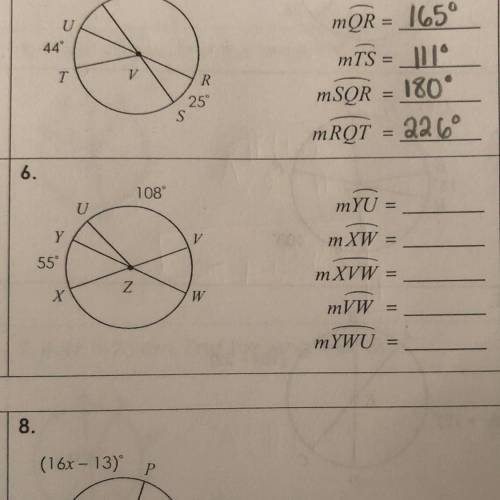 Find the following arc measures (geometry) please help