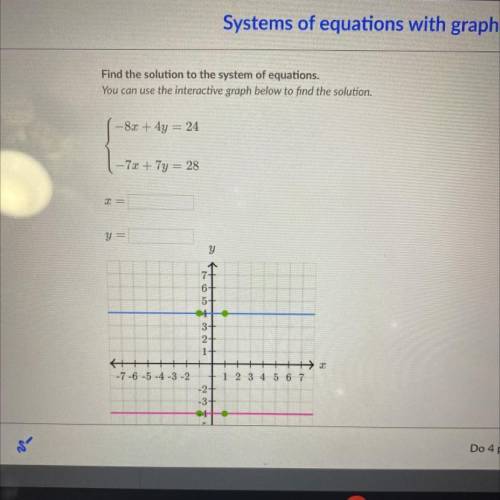 Find the solution to the system of equations.

You can use the interactive graph below to find the