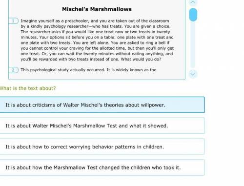 Mischel's Marshmellows: which one help