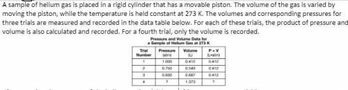 If the gas begins at the conditions described in Trial 1, determine the volume of the gas at STP.