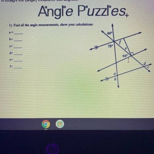 Angle Pºuzzles
1) Find all the angle measurements, show your calculations
