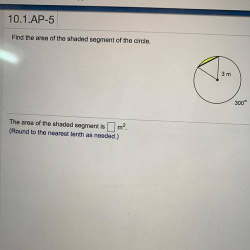 Find the area of the shaded segment of the circle