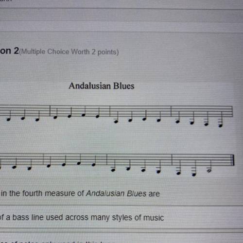 The notes in the fourth measure of Andalusian Blues are?

part of a bass line used across many sty