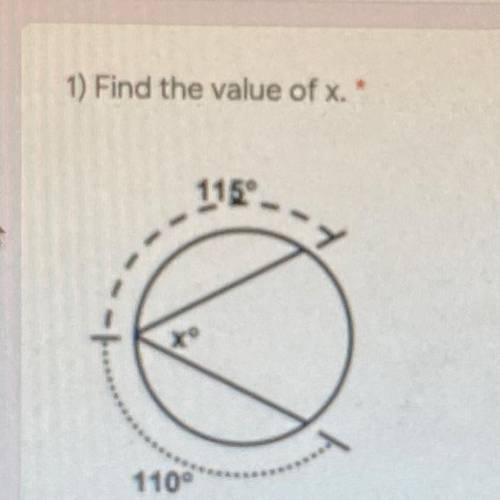 1) Find the value of x.
1150
7
to
110°