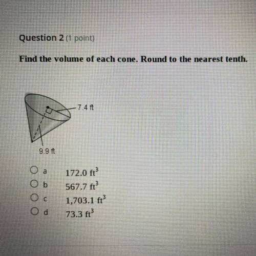 Find the volume of each cone. Round to the nearest tenth.