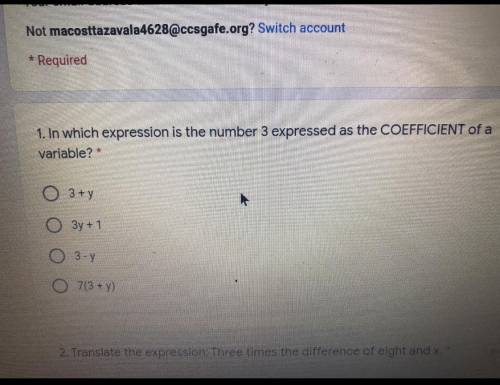 In which expression is the number 3 expressed as the coefficient of a variable