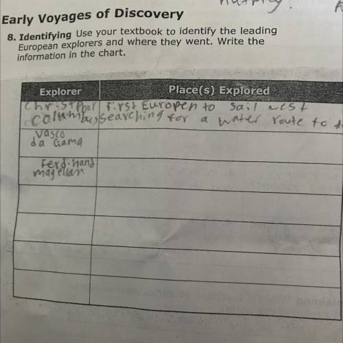 Early Voyages of Discovery

8. Identifying Use your textbook to identify the leading
European expl