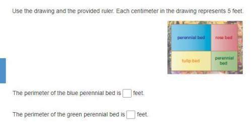 Use the drawing and the provided ruler. Each centimeter in the drawing represents 5 feet.