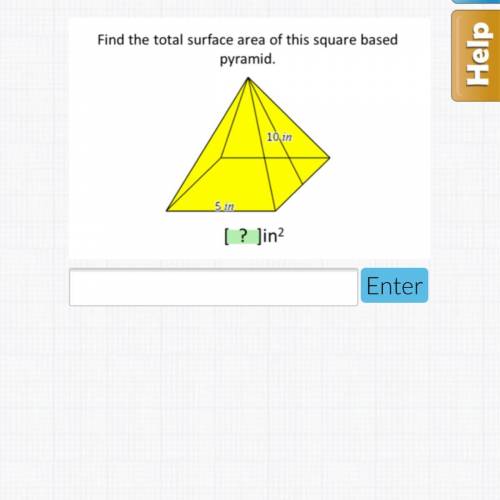 Find the total surface area of this square based pyramid.