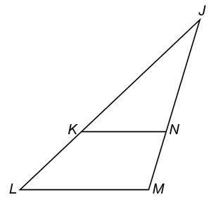 Tara wants to prove that a second pair of corresponding angles from KJN and LJM are congruent.

De