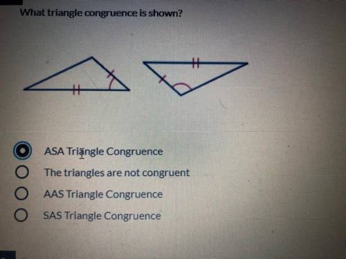What triangle congruence is shown? 
+
