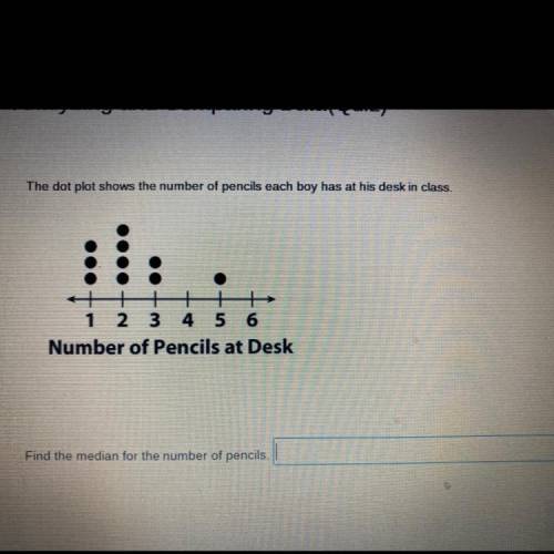 The dot plot shows the number of pencils each boy has at his desk in class.

:
++
1 2 3 4 5 6
Numb