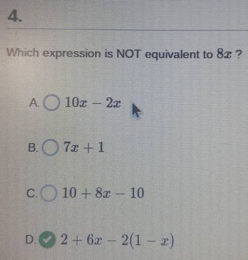 Which expression is NOT equivalent to 8x ?​