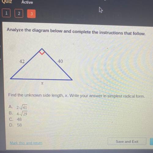 Analyze the diagram below and complete the instructions that follow.

42
40
X
Find the unknown sid