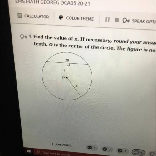 4. Find the value of . If necessary, round your answer to the nearest

tenth. O is the center of t