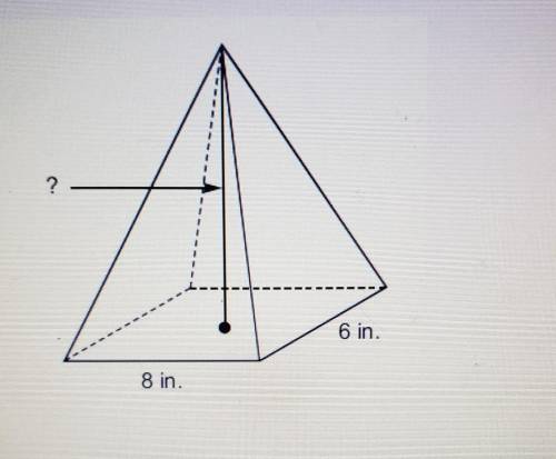 The volume of the rectangle pyramid below is 176 cubic inches what is the height ​