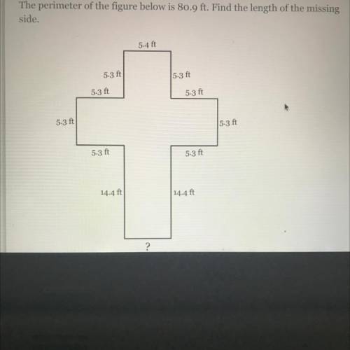 the perimeter of the figure below is 80.9 ft find the length of the missing side PLEASE HELP ASAP I