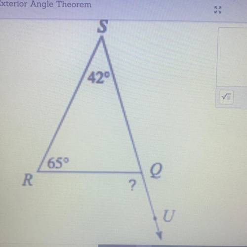 Using The exterior angle Theorem solve for the identified angle