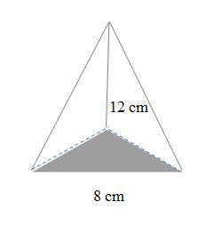Find the volume of the regular pyramid given that 12 cm is the height of the pyramid.

a.) 256.4 c