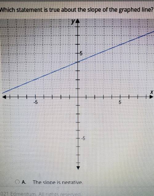 A.the slope is negative

B.the slope is postive C.the slope is zeroD.the slope is undefined​
