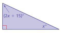 Find the value of x

Classify the triangle.
acute isosceles triangle
acute scalene triangle
obtuse