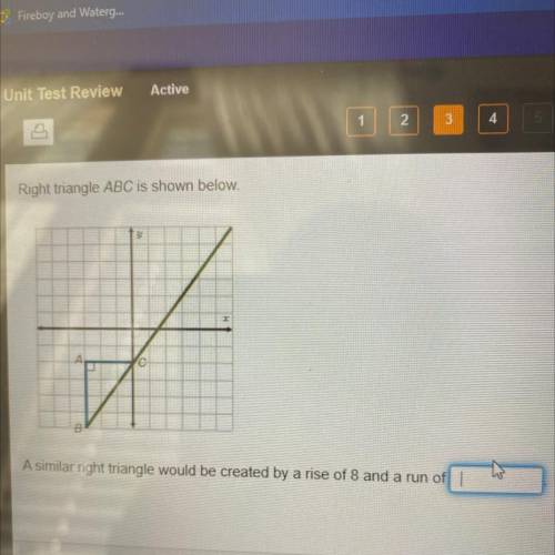 Right triangle ABC is shown below.

A similar right triangle would be created by a rise of 8 and a