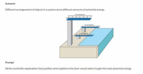 NEED HELP ASAP! Write a scientific explanation that justifies which platform the diver would select
